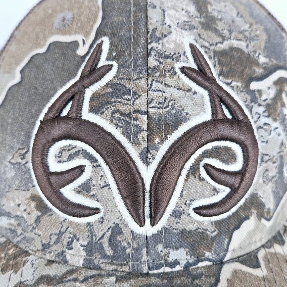 REALTREE Snapback Outdoor Cap Trucker Hat Classic Cap Brown Camo Mesh Antlers - Picture 2 of 11